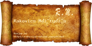 Rakovics Mátyás névjegykártya