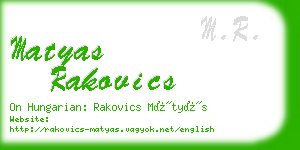 matyas rakovics business card